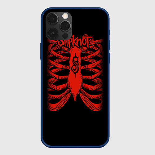 Чехол iPhone 12 Pro Max Slipknot Skeleton / 3D-Тёмно-синий – фото 1