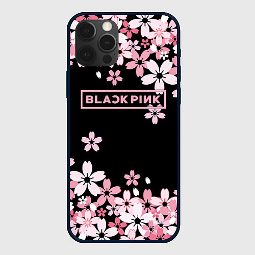 Чехол iPhone 12 Pro Max Black Pink: Pink Sakura / 3D-Черный – фото 1