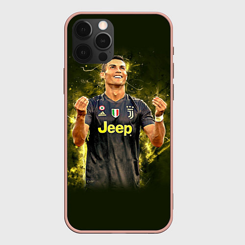 Чехол iPhone 12 Pro Max Ronaldo: Juve Sport / 3D-Светло-розовый – фото 1