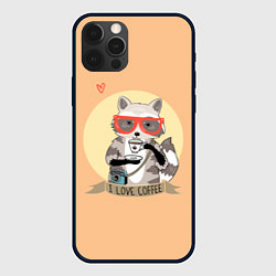 Чехол iPhone 12 Pro Max Raccoon Love Coffee