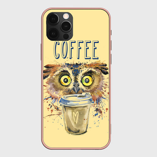 Чехол iPhone 12 Pro Max Owls like coffee / 3D-Светло-розовый – фото 1