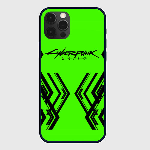 Чехол iPhone 12 Pro Max Cyberpunk 2077: Acid Green / 3D-Черный – фото 1
