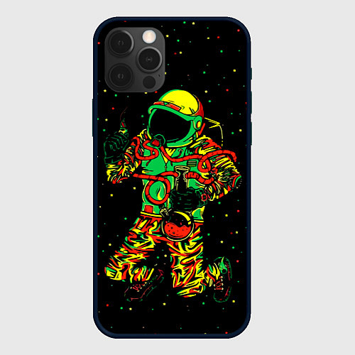 Чехол iPhone 12 Pro Max Космонавт с кальяном / 3D-Черный – фото 1