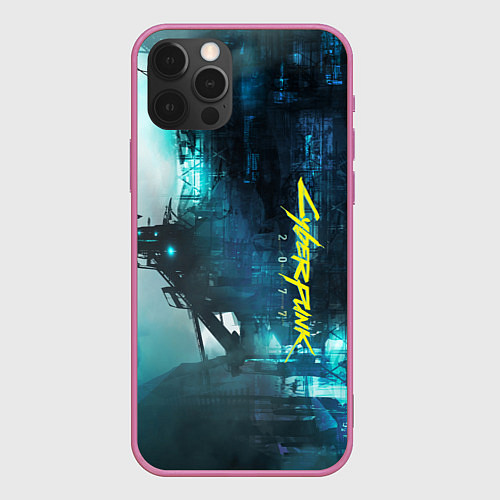 Чехол iPhone 12 Pro Max Cyberpunk 2077: Techno / 3D-Малиновый – фото 1