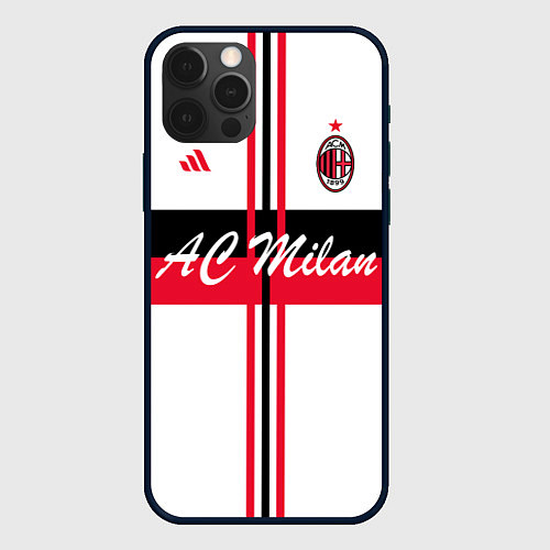 Чехол iPhone 12 Pro Max AC Milan: White Form / 3D-Черный – фото 1