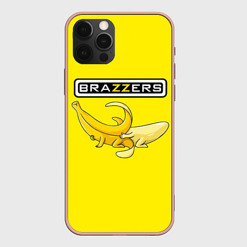 Чехол iPhone 12 Pro Max Brazzers: Yellow Banana / 3D-Светло-розовый – фото 1