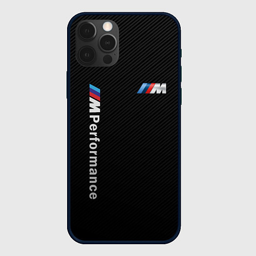 Чехол iPhone 12 Pro Max BMW M PERFORMANCE CARBON КАРБОН / 3D-Черный – фото 1