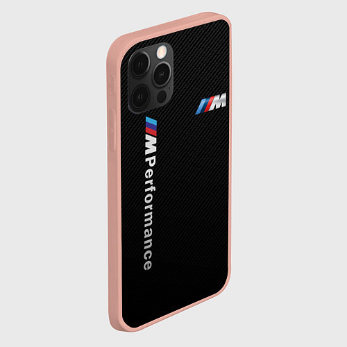 Чехол iPhone 12 Pro Max BMW M PERFORMANCE CARBON КАРБОН / 3D-Светло-розовый – фото 2