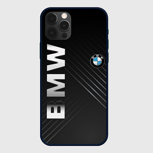 Чехол iPhone 12 Pro Max BMW: Steel Line / 3D-Черный – фото 1