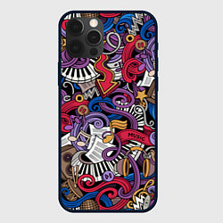 Чехол для iPhone 12 Pro Max Music collage, цвет: 3D-черный