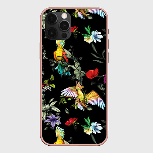 Чехол iPhone 12 Pro Max Попугаи / 3D-Светло-розовый – фото 1