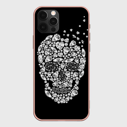 Чехол iPhone 12 Pro Max Diamond Skull / 3D-Светло-розовый – фото 1