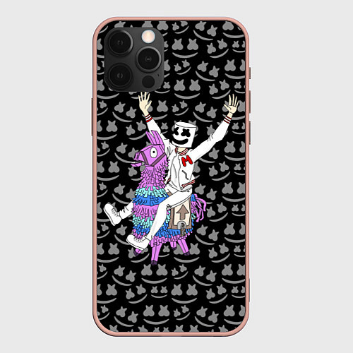 Чехол iPhone 12 Pro Max Marshmello x Llama / 3D-Светло-розовый – фото 1