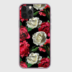Чехол для iPhone 12 Pro Max Красные и белые розы, цвет: 3D-серый