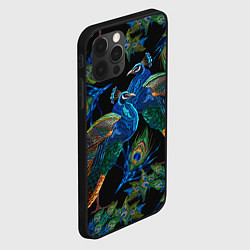 Чехол для iPhone 12 Pro Max Павлины - вышивка гладью, цвет: 3D-черный — фото 2