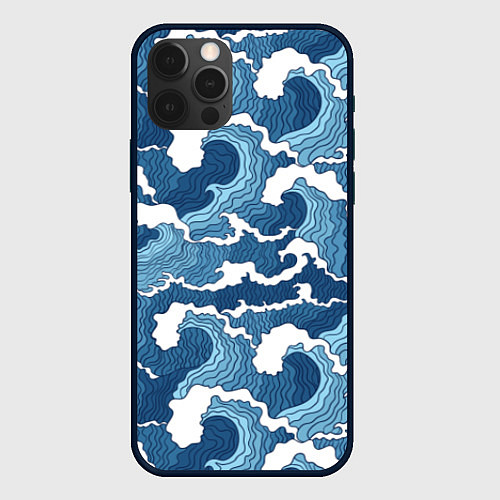 Чехол iPhone 12 Pro Max Морские волны графика / 3D-Черный – фото 1
