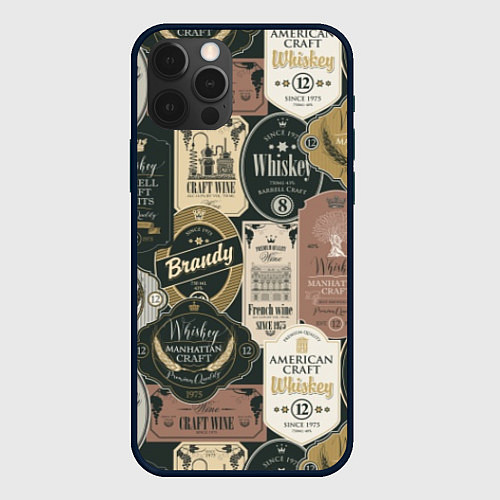 Чехол iPhone 12 Pro Max Этикетки мира Виски / 3D-Черный – фото 1