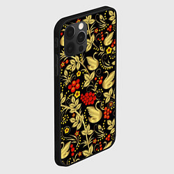 Чехол для iPhone 12 Pro Max Хохлома золотые лебеди, цвет: 3D-черный — фото 2