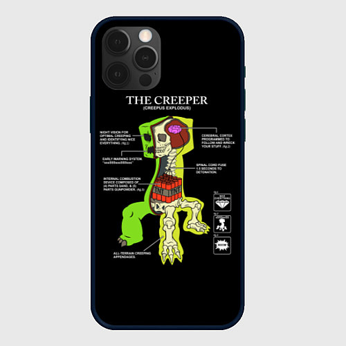 Чехол iPhone 12 Pro Max The Creeper / 3D-Черный – фото 1