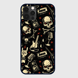 Чехол для iPhone 12 Pro Max Гранж с черепами, цвет: 3D-черный