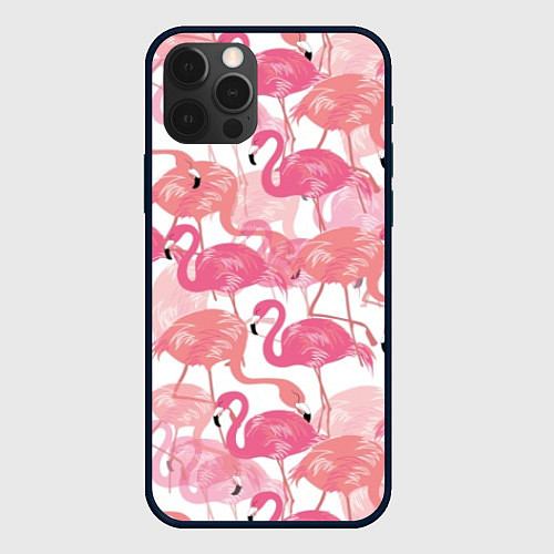 Чехол iPhone 12 Pro Max Рай фламинго / 3D-Черный – фото 1