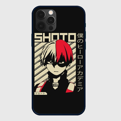 Чехол iPhone 12 Pro Max My Hero Academia красные волосы / 3D-Черный – фото 1
