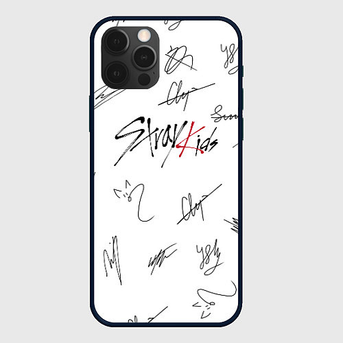 Чехол iPhone 12 Pro Max STRAY KIDS АВТОГРАФЫ / 3D-Черный – фото 1