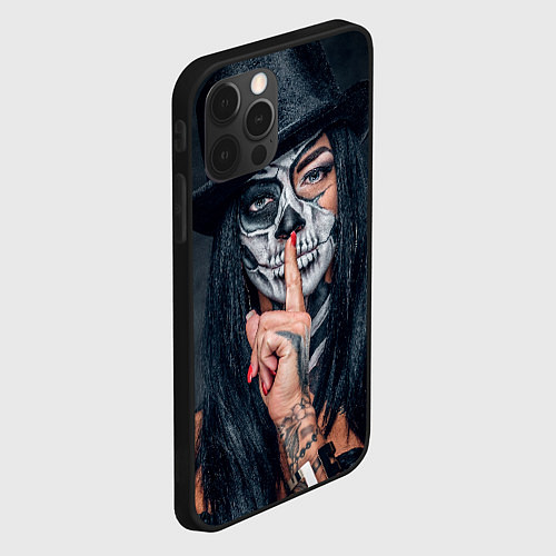 Чехол iPhone 12 Pro Max Девушка halloween / 3D-Черный – фото 2