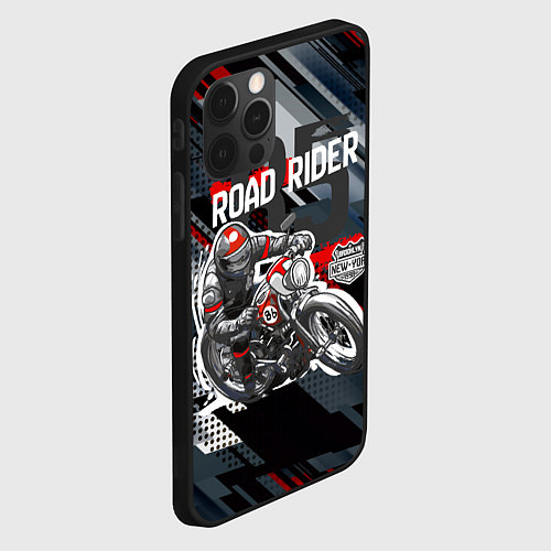 Чехол iPhone 12 Pro Max Road rider мотоциклист / 3D-Черный – фото 2