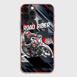 Чехол для iPhone 12 Pro Max Road rider мотоциклист, цвет: 3D-светло-розовый