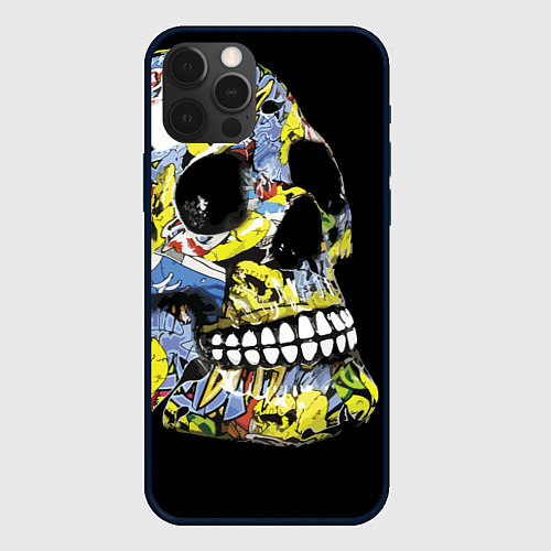 Чехол iPhone 12 Pro Max Graffiti - Skull / 3D-Черный – фото 1