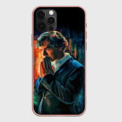 Чехол для iPhone 12 Pro Max Sherlock, цвет: 3D-светло-розовый
