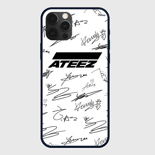 Чехол iPhone 12 Pro Max ATEEZ АВТОГРАФЫ / 3D-Черный – фото 1