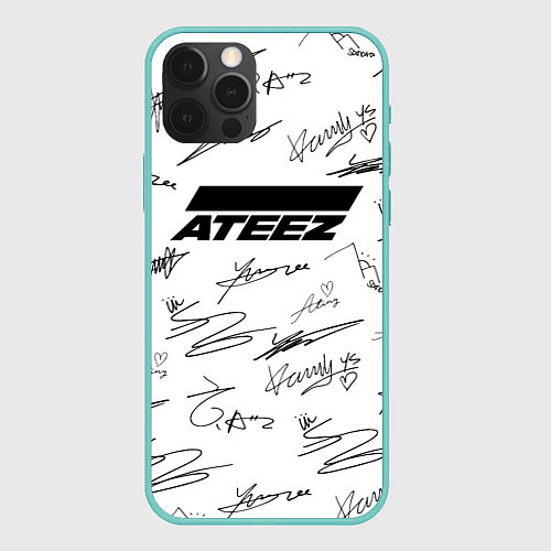 Чехол iPhone 12 Pro Max ATEEZ АВТОГРАФЫ / 3D-Мятный – фото 1