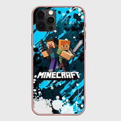 Чехол для iPhone 12 Pro Max Minecraft Майнкрафт, цвет: 3D-светло-розовый