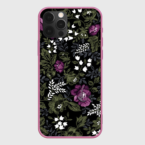 Чехол iPhone 12 Pro Max Цветы / 3D-Малиновый – фото 1