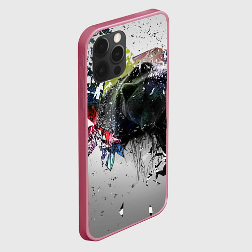 Чехол iPhone 12 Pro Max Бурый медведь / 3D-Малиновый – фото 2