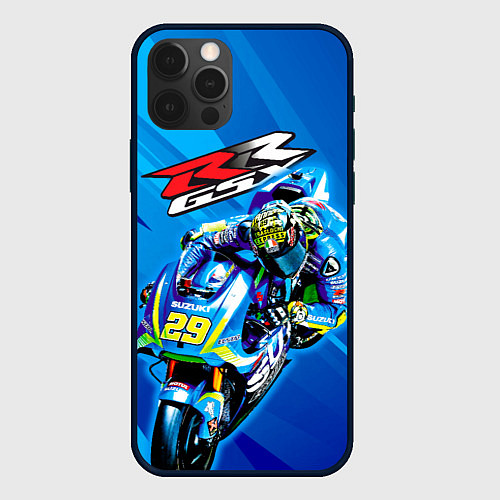 Чехол iPhone 12 Pro Max Suzuki MotoGP / 3D-Черный – фото 1