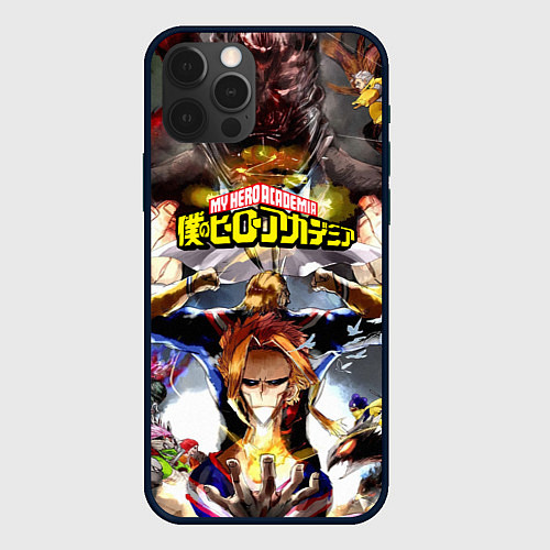 Чехол iPhone 12 Pro Max MY HERO ACADEMIA коллаж из героев / 3D-Черный – фото 1