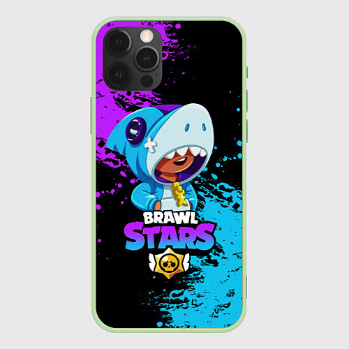 Чехол iPhone 12 Pro Max Brawl Stars Leon Shark / 3D-Салатовый – фото 1