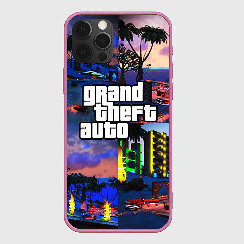 Чехол iPhone 12 Pro Max GTA / 3D-Малиновый – фото 1