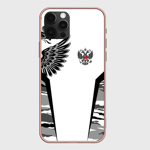 Чехол iPhone 12 Pro Max Камуфляж Россия / 3D-Светло-розовый – фото 1