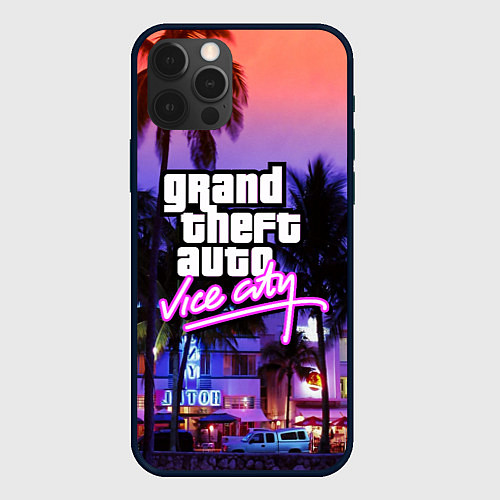 Чехол iPhone 12 Pro Max Grand Theft Auto Vice City / 3D-Черный – фото 1