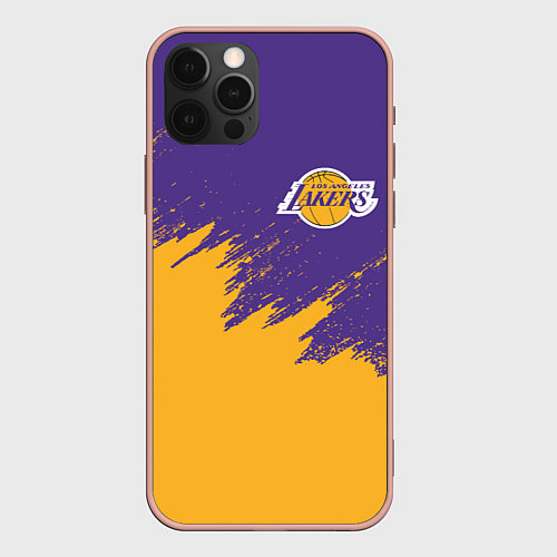 Чехол iPhone 12 Pro Max LA LAKERS / 3D-Светло-розовый – фото 1