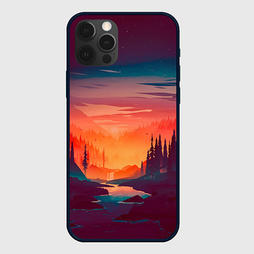 Чехол iPhone 12 Pro Max Minimal forest sunset / 3D-Черный – фото 1