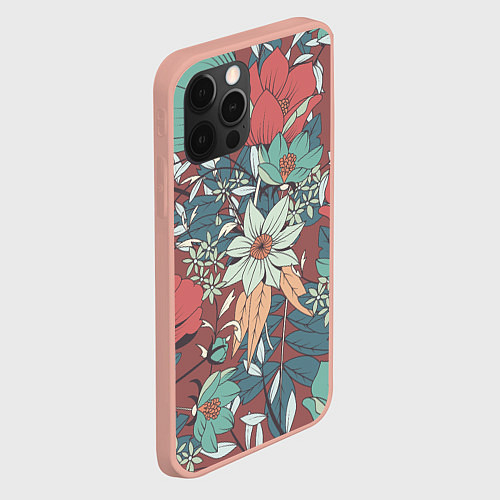 Чехол iPhone 12 Pro Max Цветочный арт / 3D-Светло-розовый – фото 2