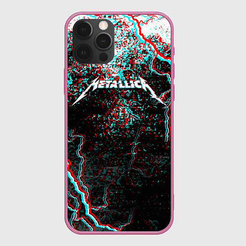 Чехол iPhone 12 Pro Max METALLICA GLITCH STORM / 3D-Малиновый – фото 1