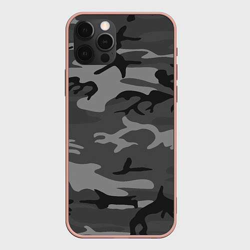 Чехол iPhone 12 Pro Max Военный камуфляж / 3D-Светло-розовый – фото 1