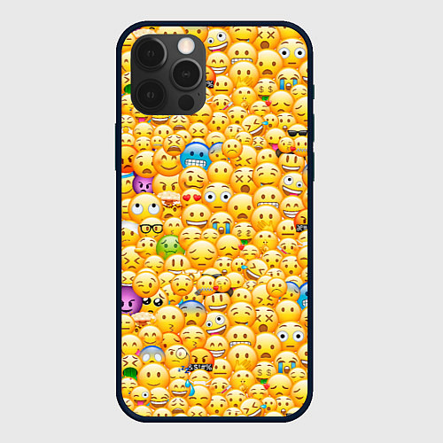 Чехол iPhone 12 Pro Max Смайлики Emoji / 3D-Черный – фото 1