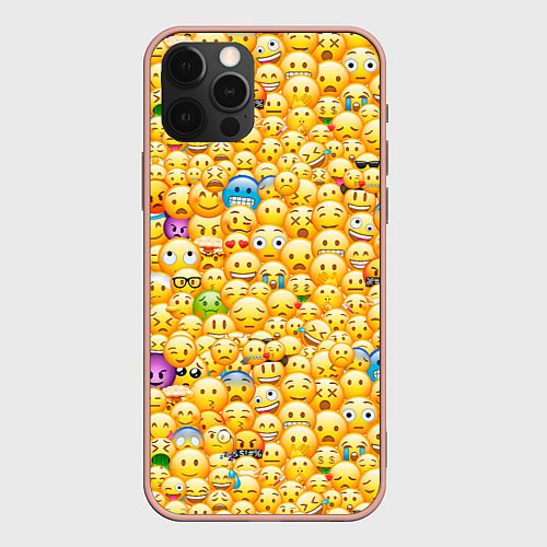Чехол iPhone 12 Pro Max Смайлики Emoji / 3D-Светло-розовый – фото 1
